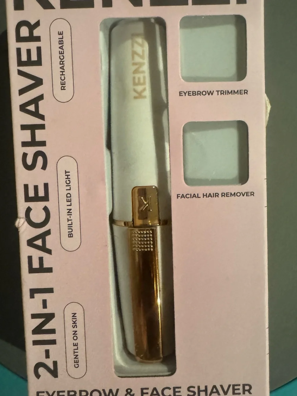kenzie 2-in-1 Facial Hair Remover & Eyebrow Trimmer — White and Gold